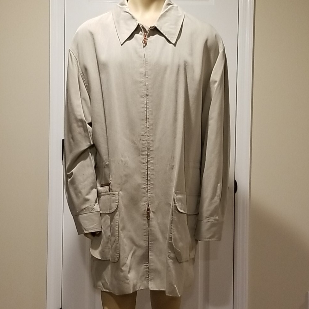 TURBULENCE sz L Vintage top coat mens overcoat zip up trench jacket Simon Sebag